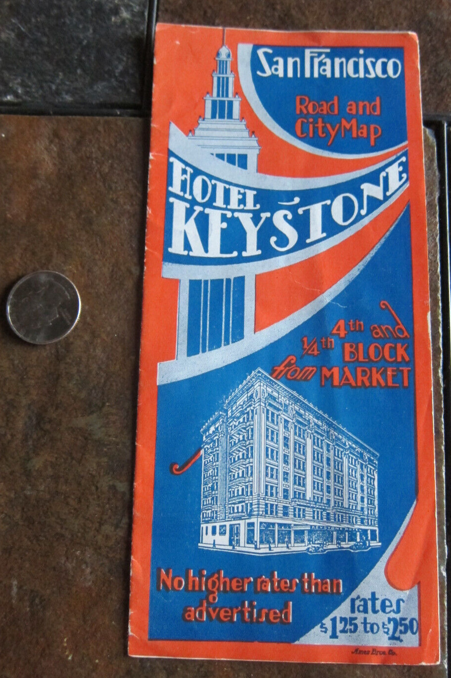 1938 San Francisco Road Map Hotel Keystone Golden Gate International Exposition