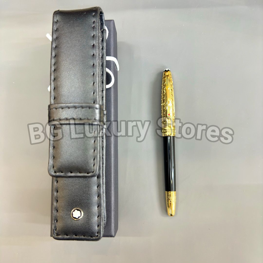 Montblanc Lorenzo de Medici Fountain Pen Fine Nib Leather Pouch LUXURY