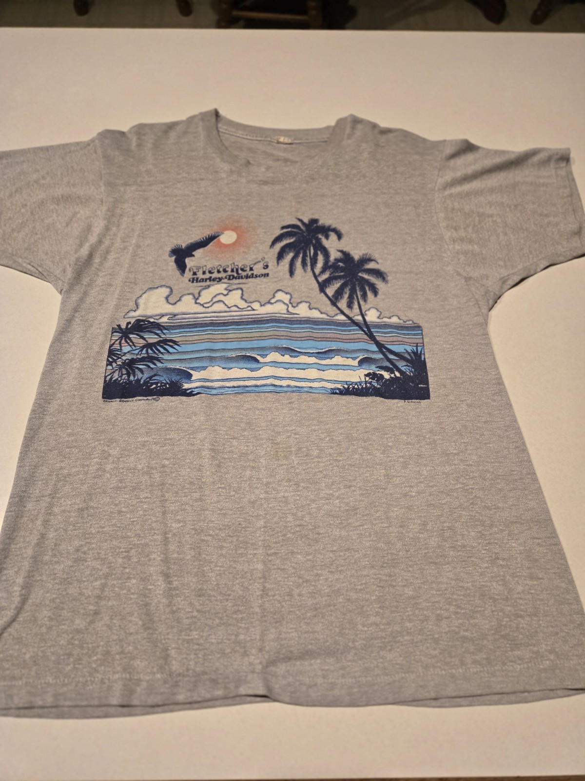 Men\'s 1980\'s Vintage Harley Davidson Grey T-shirt Size XL
