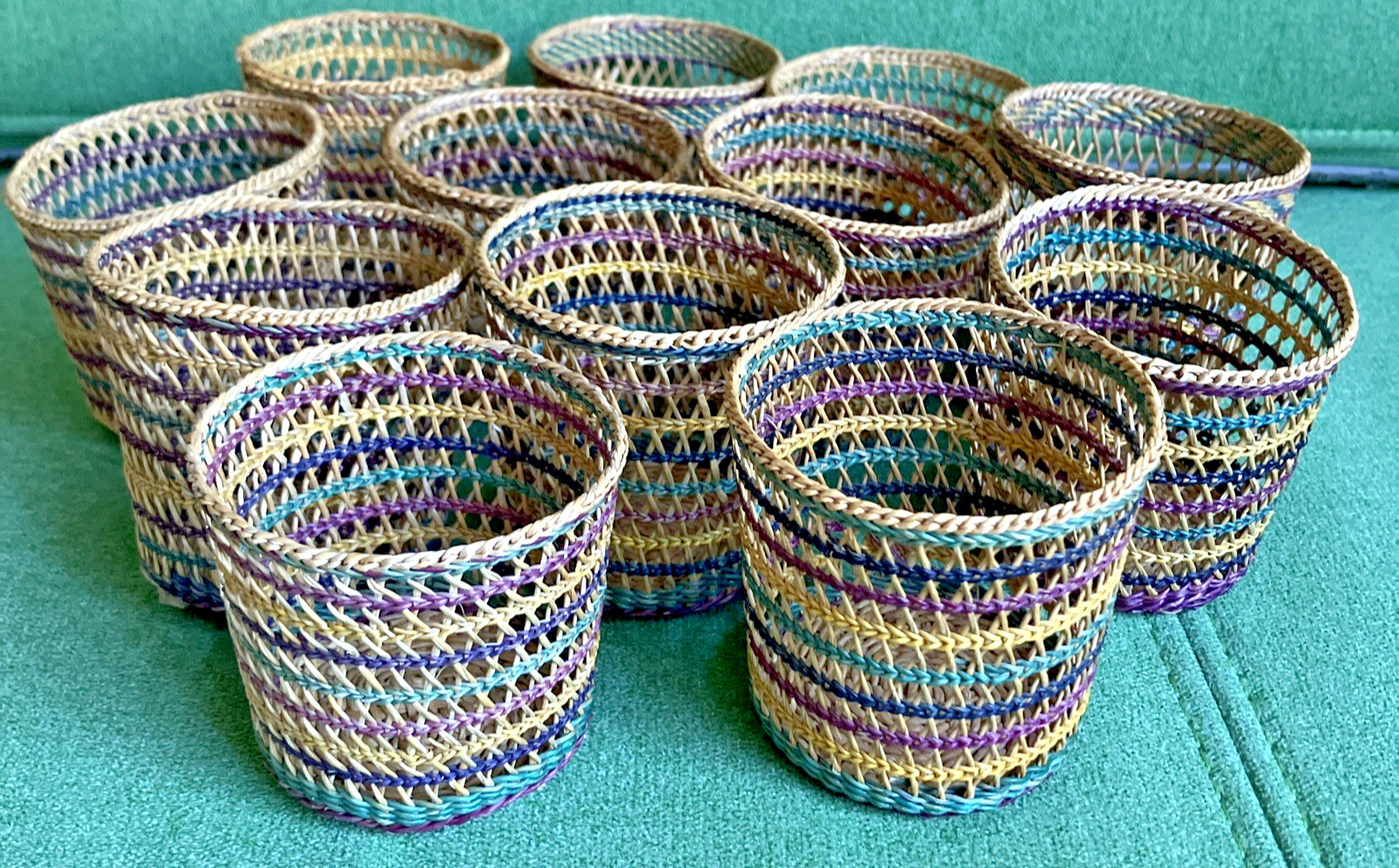 12 Vintage Hand Woven Small/Mini Rattan Baskets 2.5\ 12 Vintage Hand Woven Small/Mini Rattan Baskets 2.5\