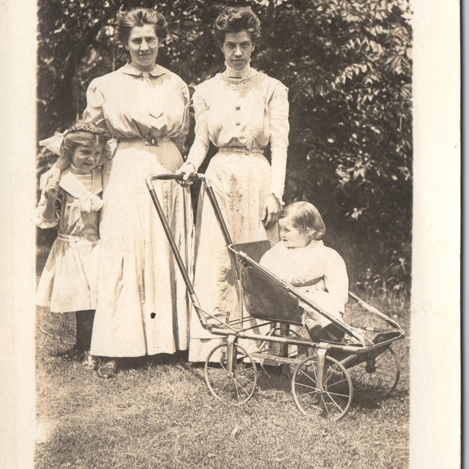 c1910s Lost Nation, IA Women Baby Stroller RPPC Alvin Rutenbeck Photo Postcard
