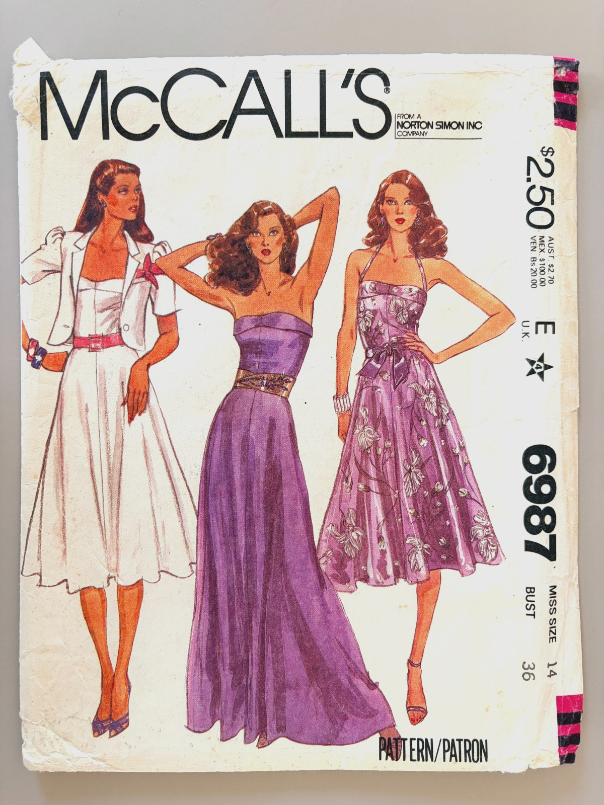 1980's McCall's Misses' Jacket,Dress Pattern 6987 Size 14