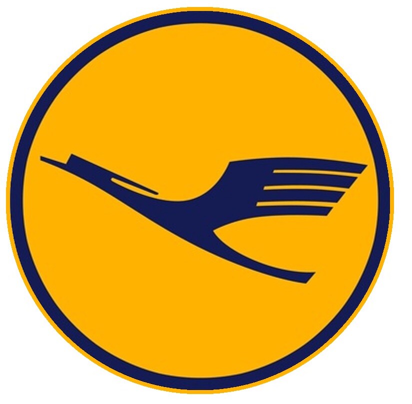 SMALL LUFTHANSA STICKER DECAL CAR BUMPER OLD LOGO YELLOW BLUE 3,5cm 1.4\