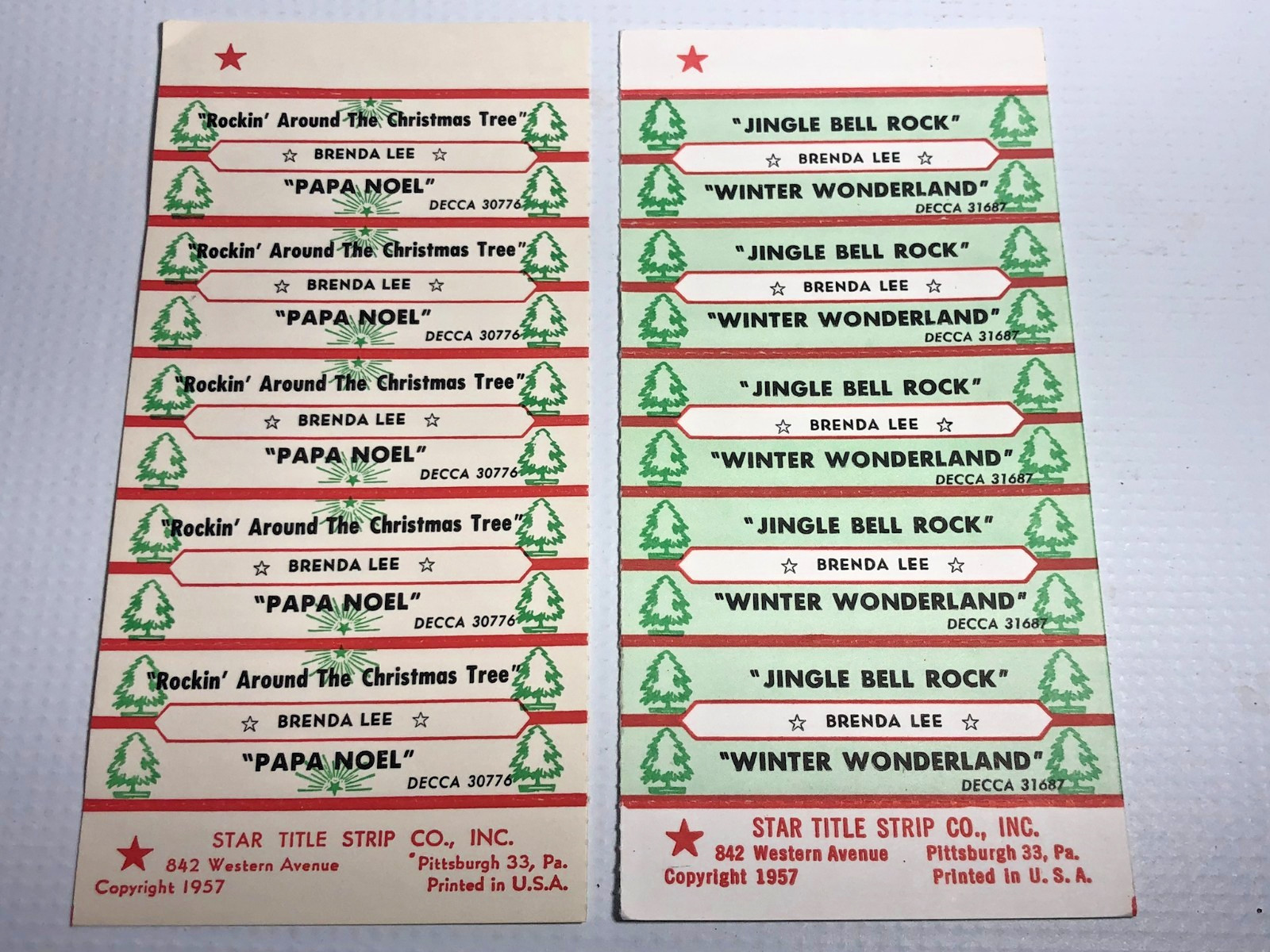 Vintage Christmas Jukebox Title Strip Sheets Brenda Lee