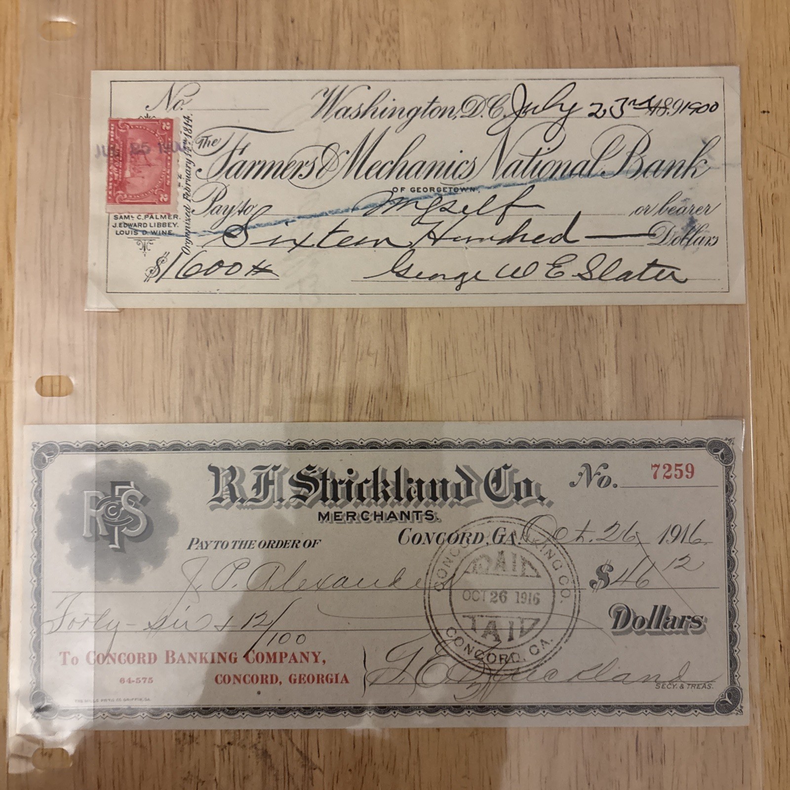 Lot of 2 antique bank receipts 1900 1916