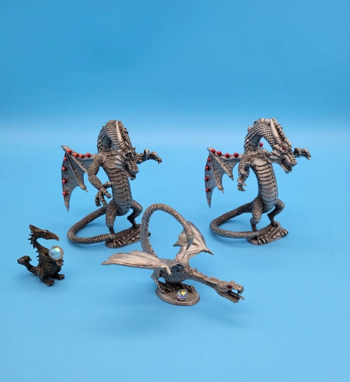 TSR/Rawcliffe/Partha Rearing Winged Pewter Dragon PP1230 Red Jeweled Wings PP242 TSR/Rawcliffe/Partha Rearing Winged Pewter Dragon PP1230 Red Jeweled Wings PP242