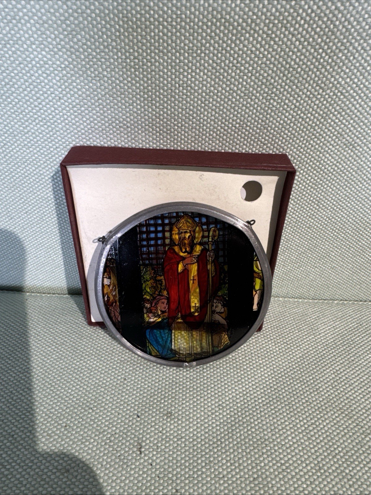 Vintage Winged Heart Stained Glass Window Suncatcher Religious Saint UK Boxed