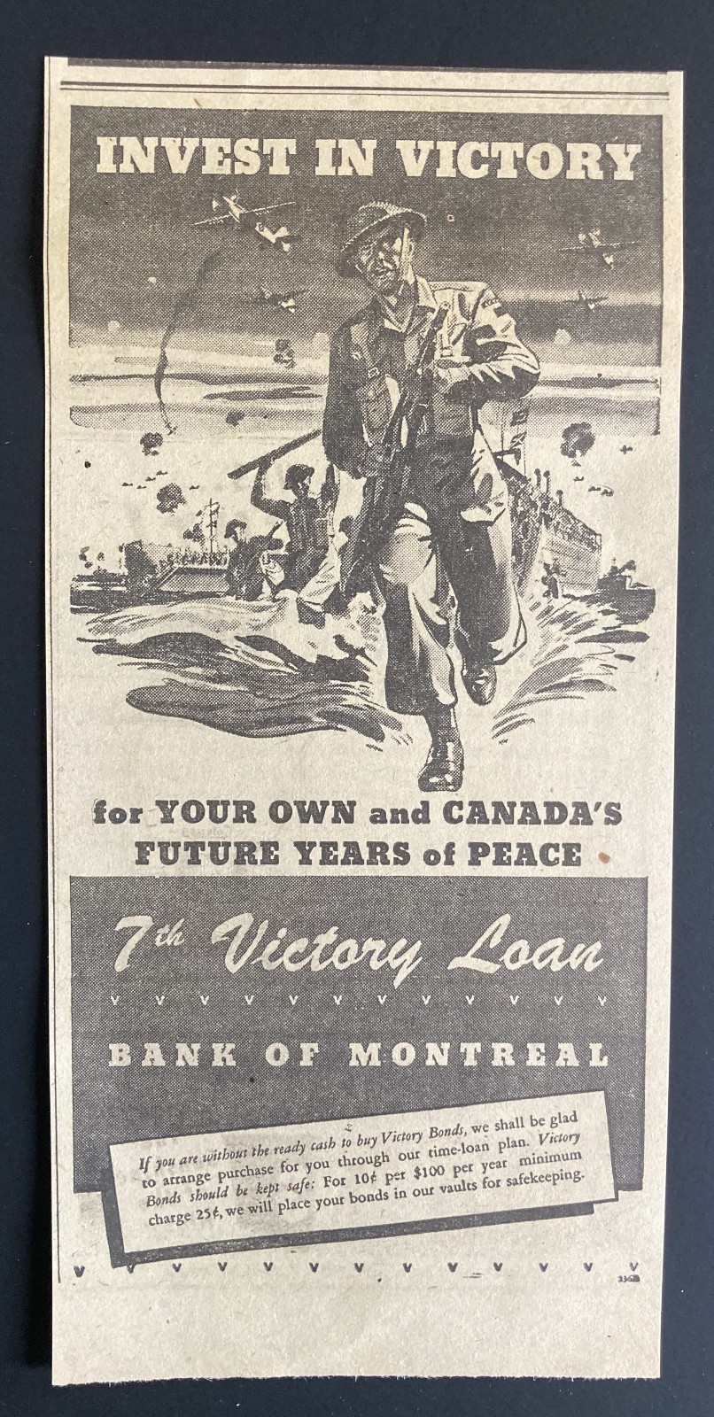 1944 CANADA CANADIAN WWII AD 7TH VICTORY LOAN WAR BONDS BANK MONTREAL