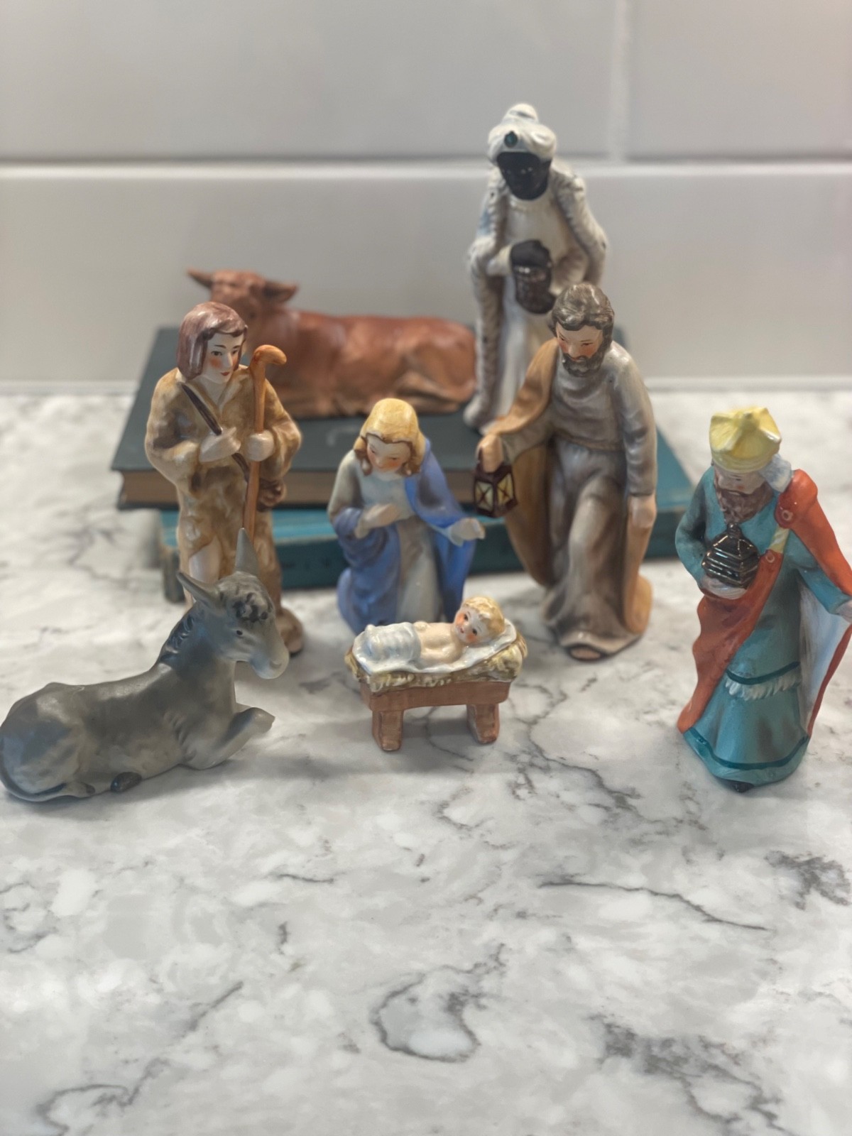 Vtg 1958 GOEBEL Christmas Nativity W. Germany 8 Pcs Mary, Joseph, Baby Jesus + Vtg 1958 GOEBEL Christmas Nativity W. Germany 8 Pcs Mary, Joseph, Baby Jesus +