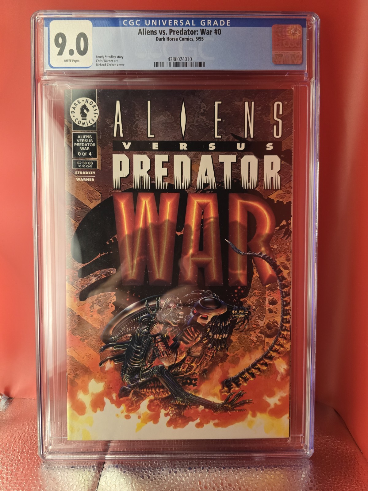 ALIENS VS PREDATOR: WAR #0 CGC 9.0 (1995) 🛸 WHITE PAGES RICHARD CORBEN COVER A