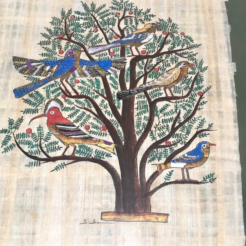 Vintage Egyptian papyrus painting 