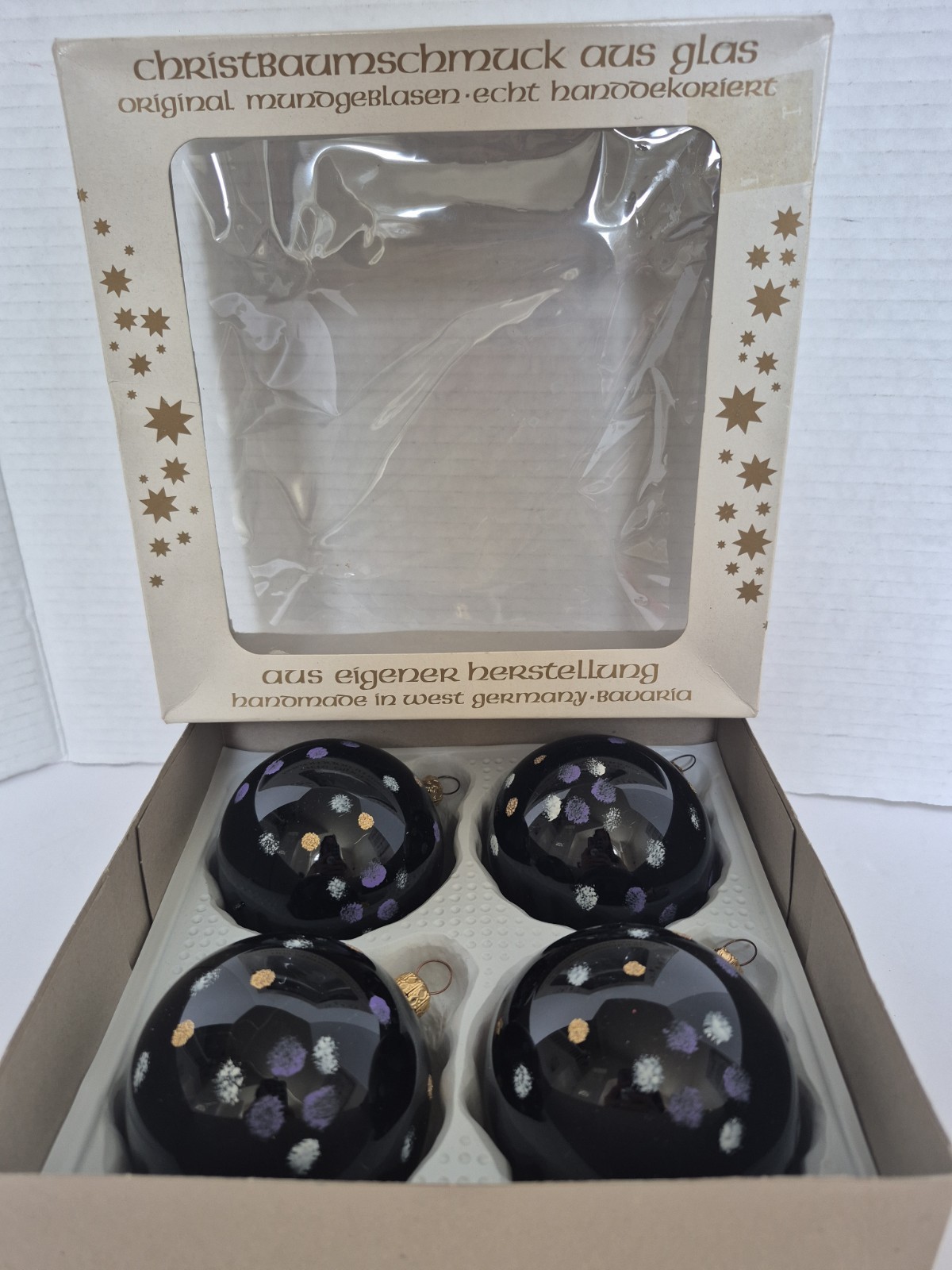 4 Vintage WEGNER Christmas Ornaments Polka Dots Blown Glass Round West Germany 4 Vintage WEGNER Christmas Ornaments Polka Dots Blown Glass Round West Germany