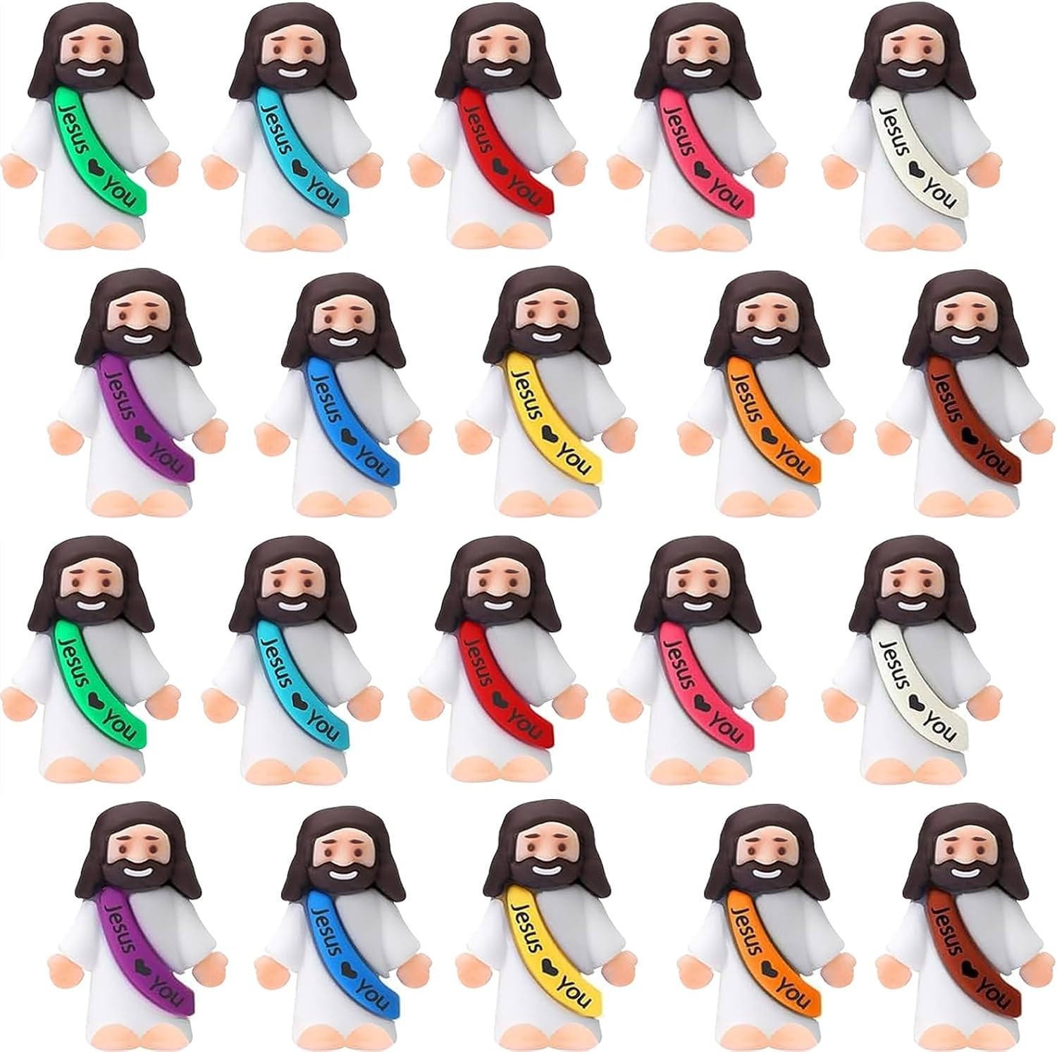 AKFAHOIF 20PCS Little Jesus Figures, Mini Jesus Figurines in Bulk, Multicolor Ti AKFAHOIF 20PCS Little Jesus Figures, Mini Jesus Figurines in Bulk, Multicolor Ti