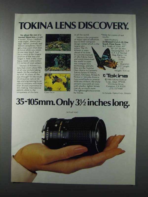 1981 Tokina 35-105mm Lens Ad - Discovery