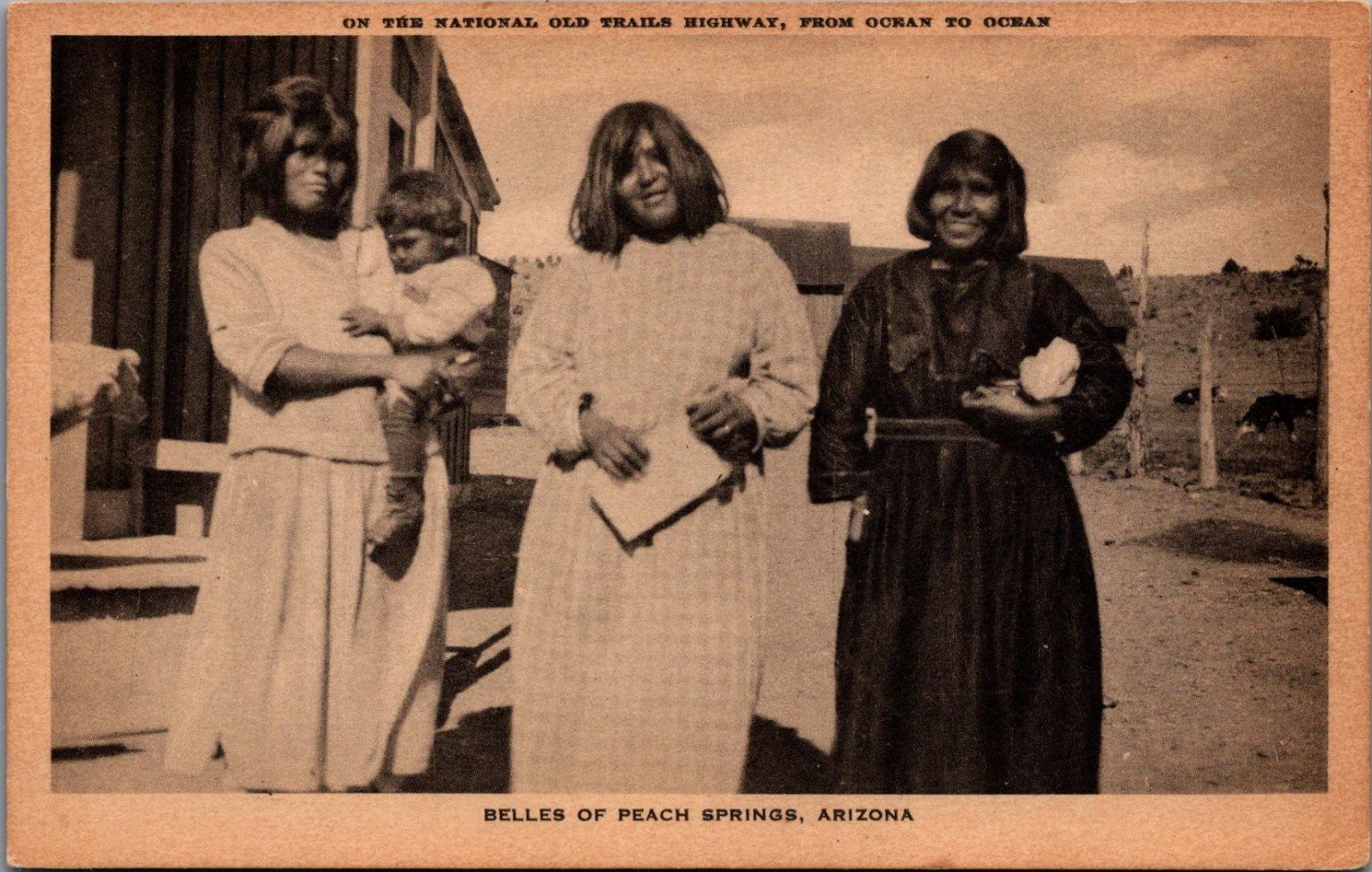 Peach Springs AZ Belles Old Trails Highway RPPC Native American Postcard Peach Springs AZ Belles Old Trails Highway RPPC Native American Postcard