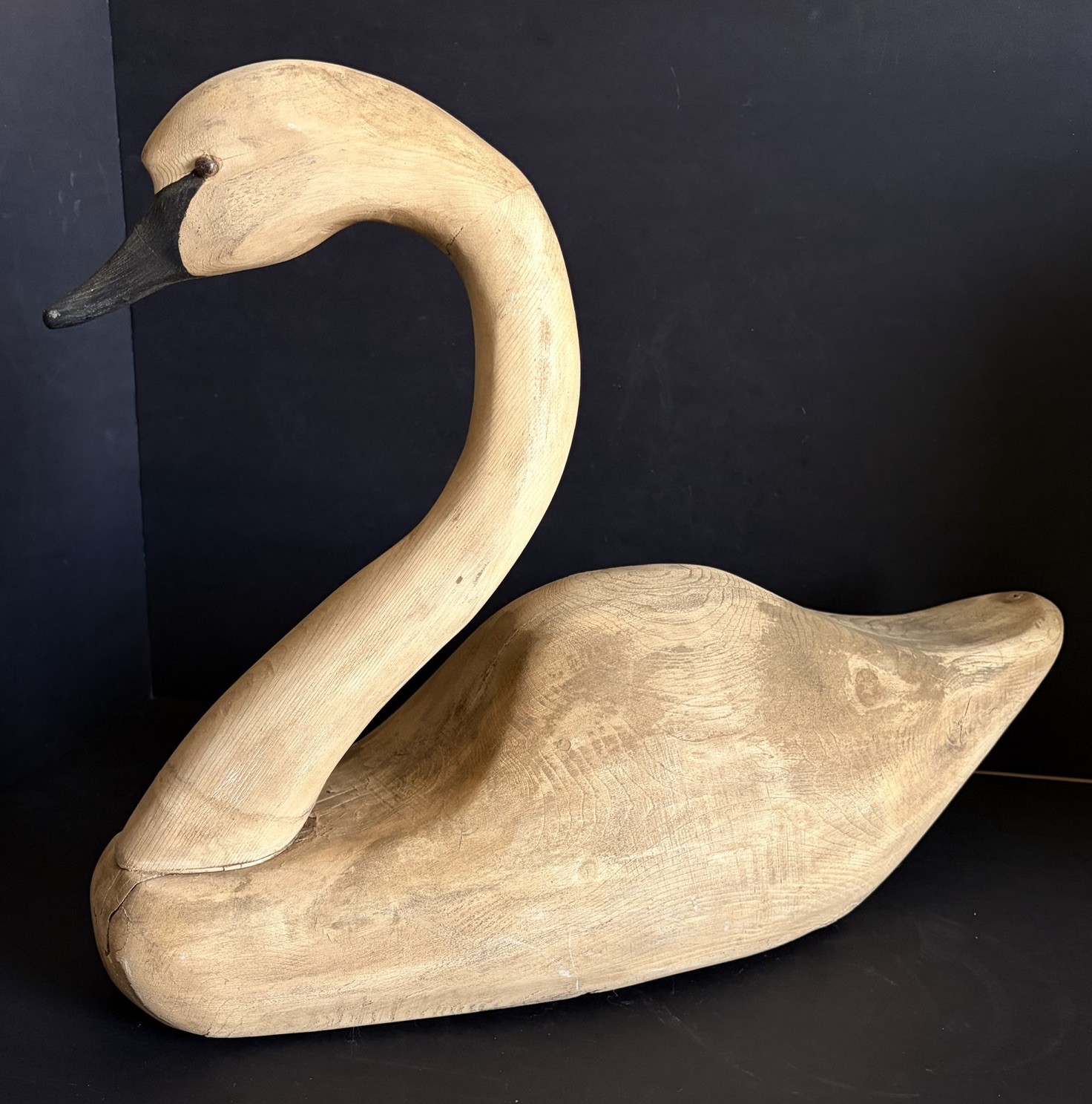 Large Vintage Hand Carved Wooden Swan Decoy Rustic Primitive Art Sculpture 22” Large Vintage Hand Carved Wooden Swan Decoy Rustic Primitive Art Sculpture 22”