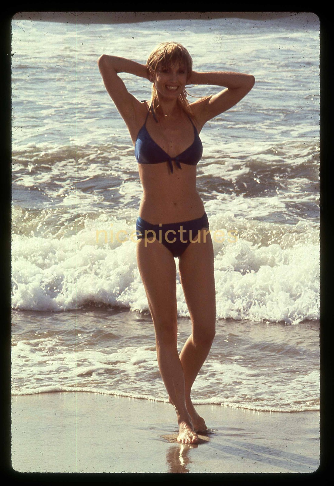 Pretty Young Woman  California  on Beach  Swimsuit Bikini Model 35mm Slide