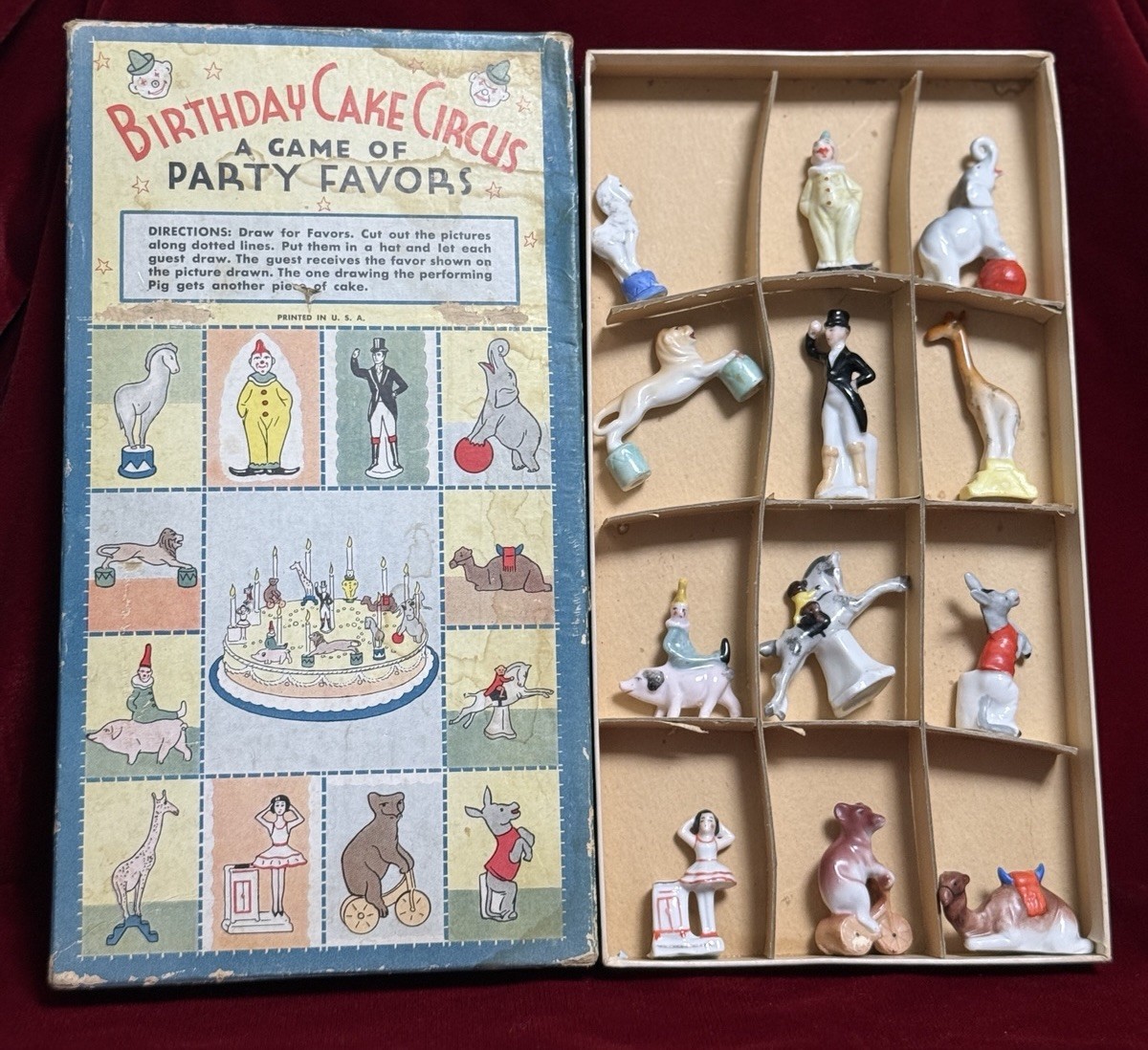 Antique 1930’s German/USA Birthday Cake Circus Candle Holders Children’s Game Antique 1930’s German/USA Birthday Cake Circus Candle Holders Children’s Game