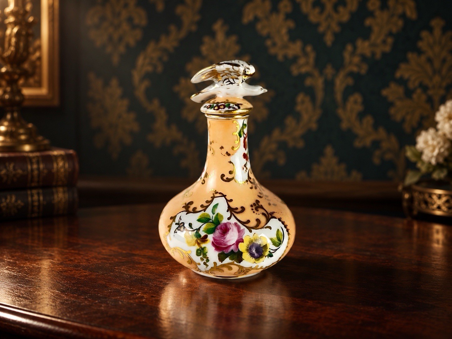 Antique Jacob Petit Porcelain Perfume Bottle Bird French 4.75” JP 1840–1860 Antique Jacob Petit Porcelain Perfume Bottle Bird French 4.75” JP 1840–1860