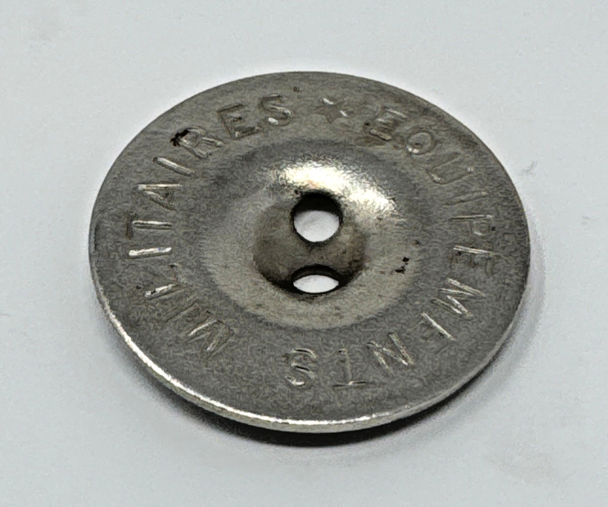 Vintage French Military SilverTone Two Hole Button Militaires Equipements