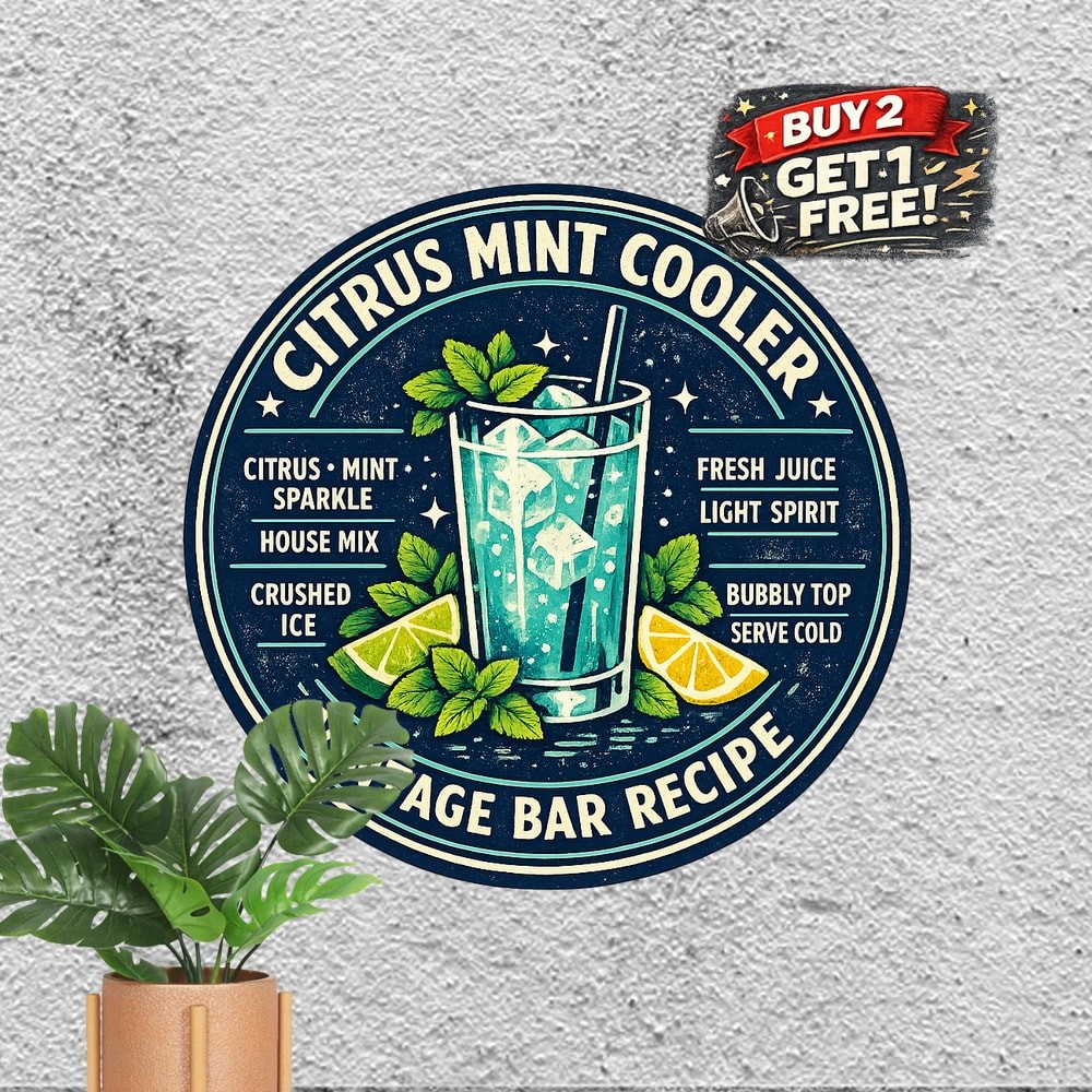 Refreshing Mojito Club Drink Metal Sign Vintage Cuban Bar Decor 8x8 Round