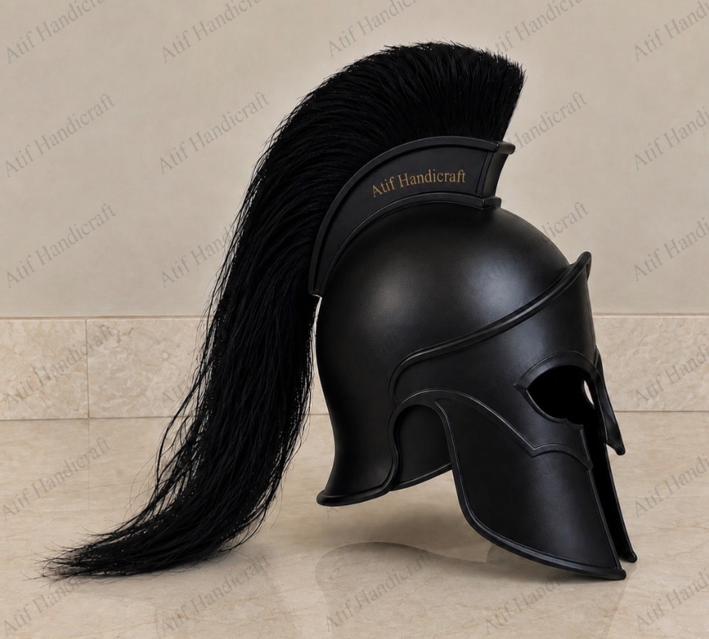 Black Spartan / Trojan Warrior Helmet – Decorative Costume Helmet  Add a bold an