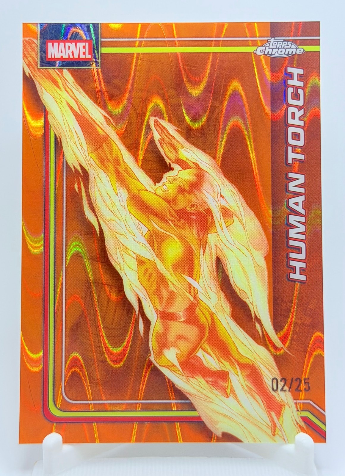 2026 Topps Marvel Chrome Human Torch #51 Orange Ray Wave Serial #2/25