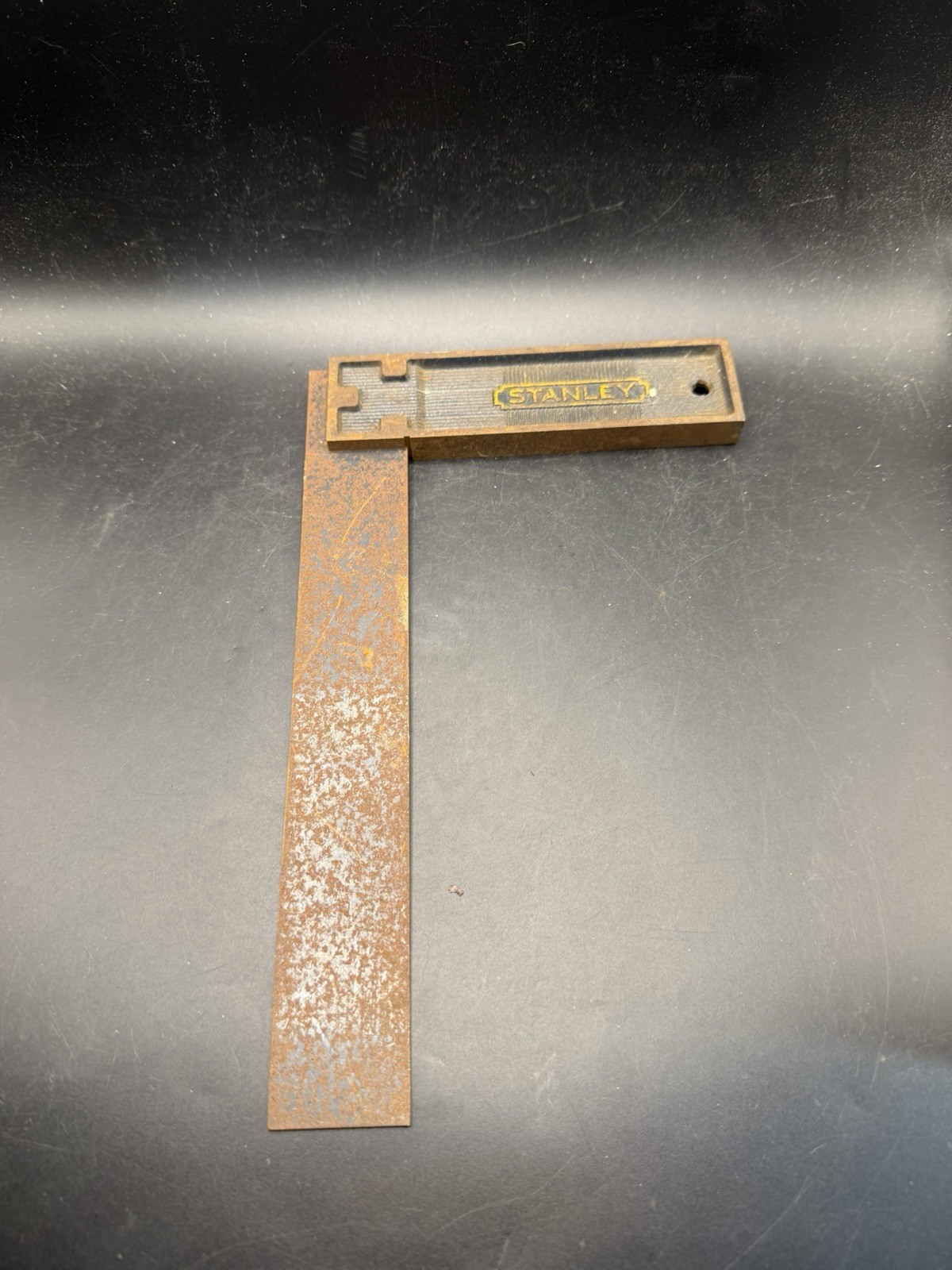 Antique Stanley No 12 Try Square Cast Iron Brass Handle Steel Blade 10