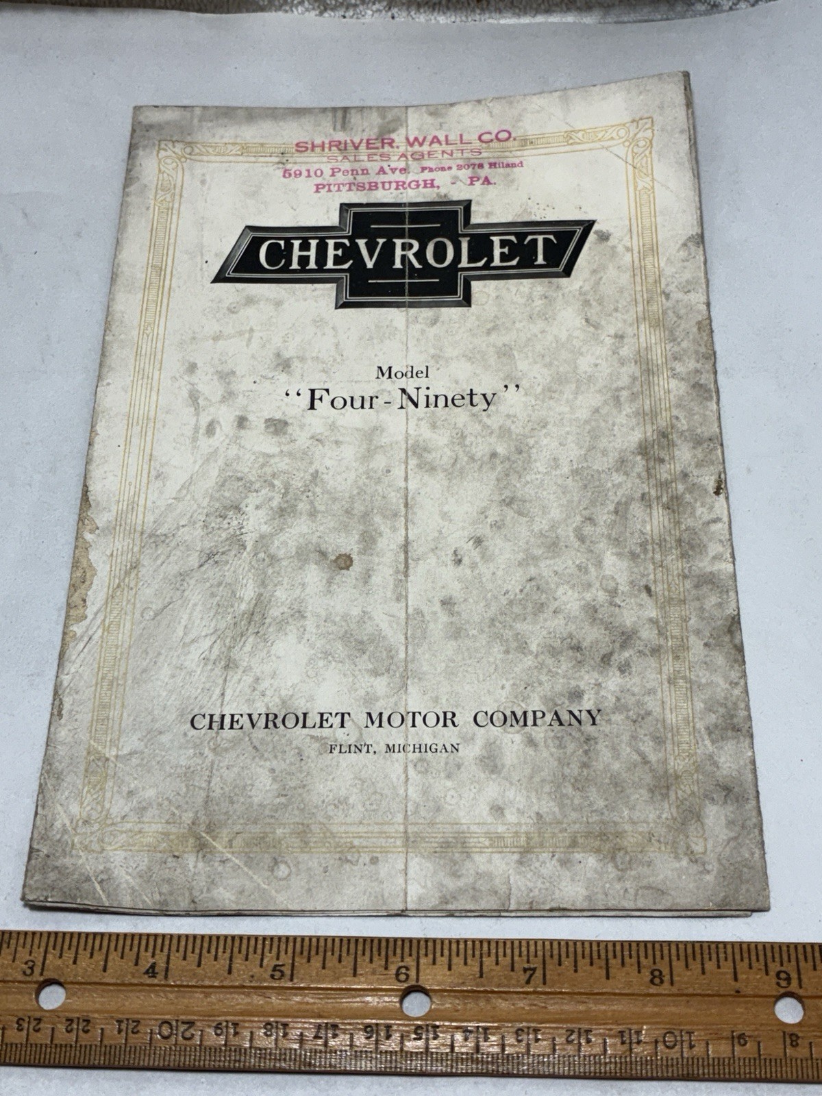 Antique 1918 1919 Chevrolet Model Four Ninety Fold Out Sale Brochure