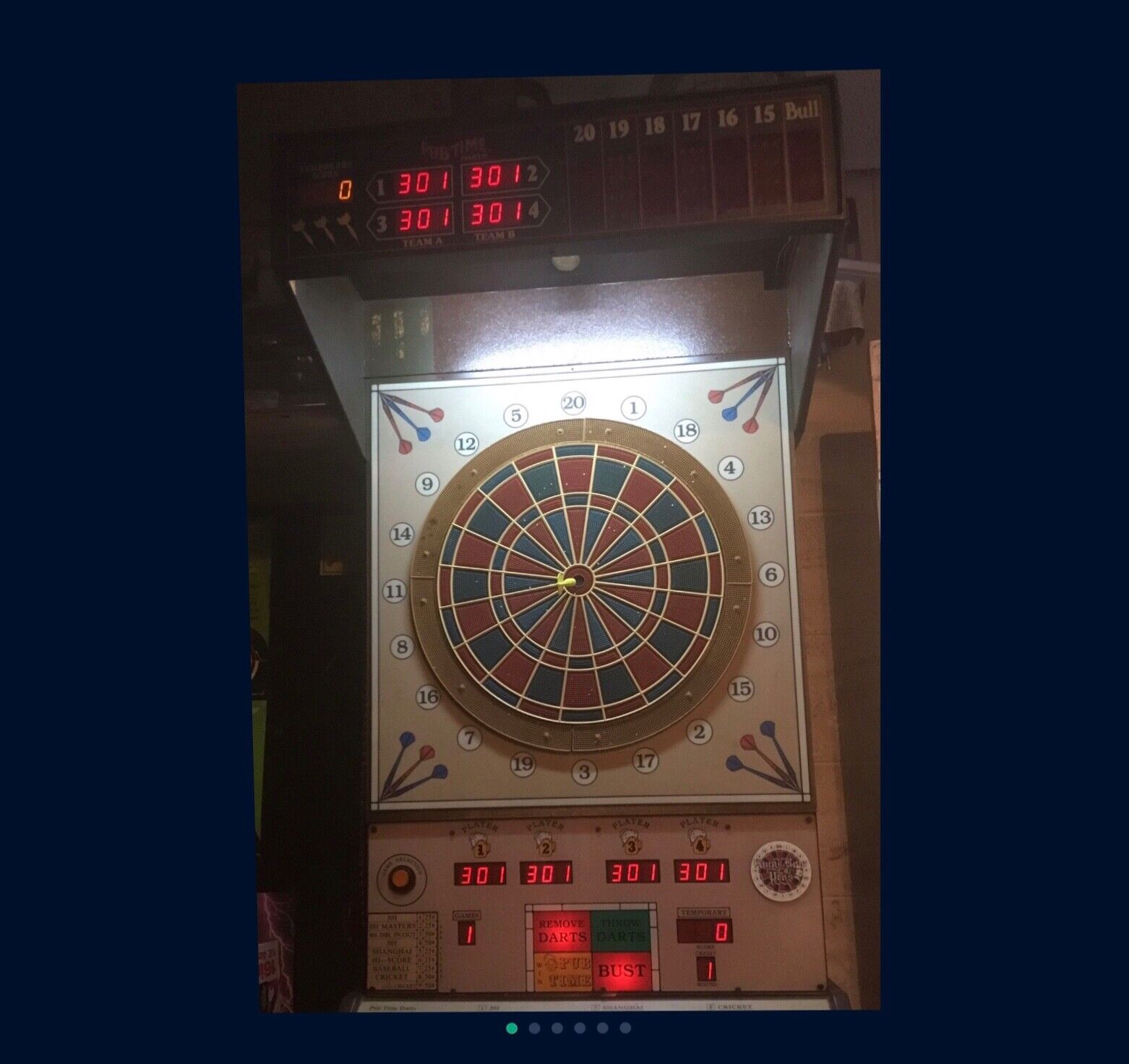  1984 Vintage Pub Time Darts Electronic Coin Dart Board Game Floor model