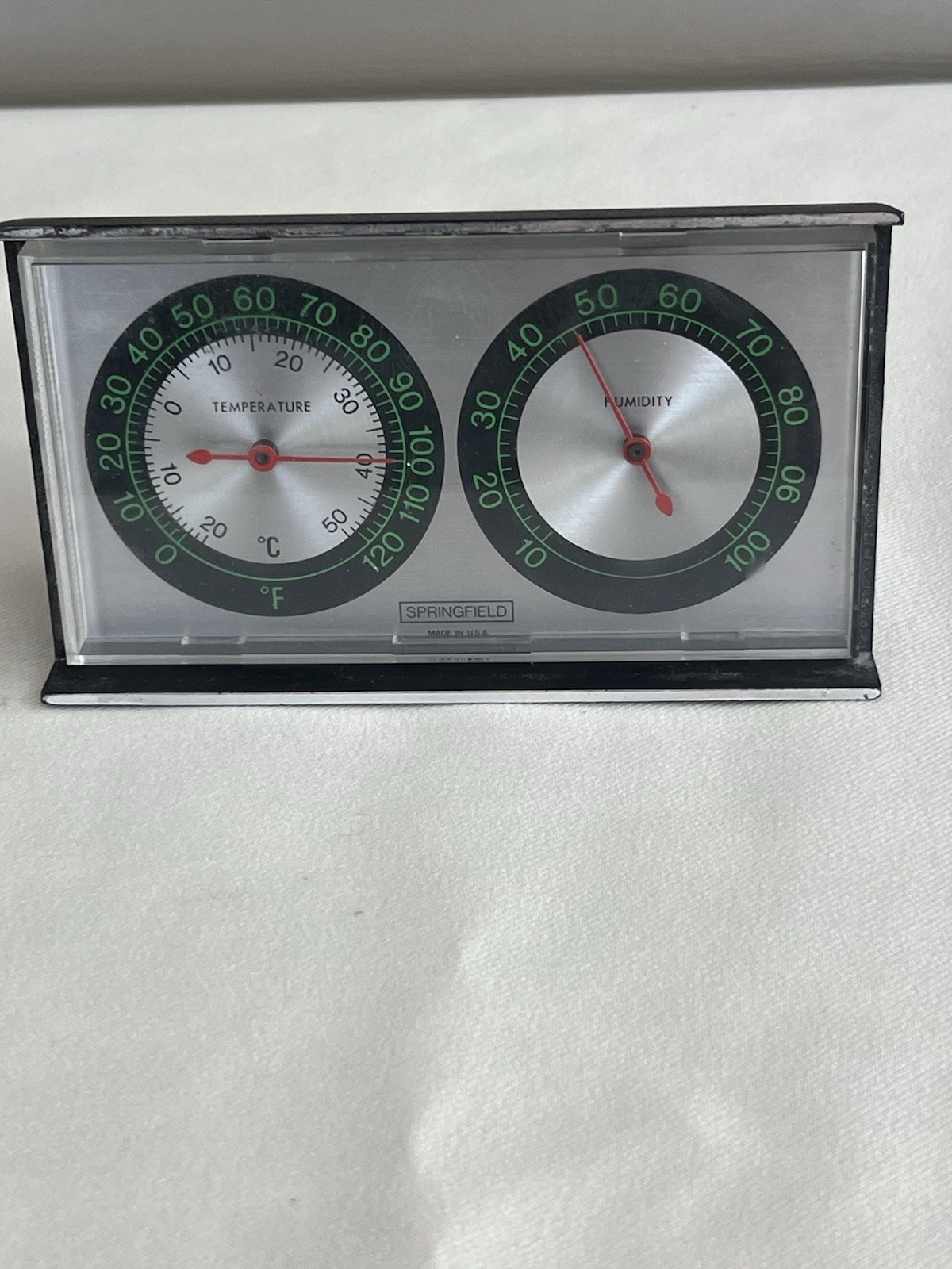 Vintage Springfield Temperature and Humidity Gauge Made in the USA