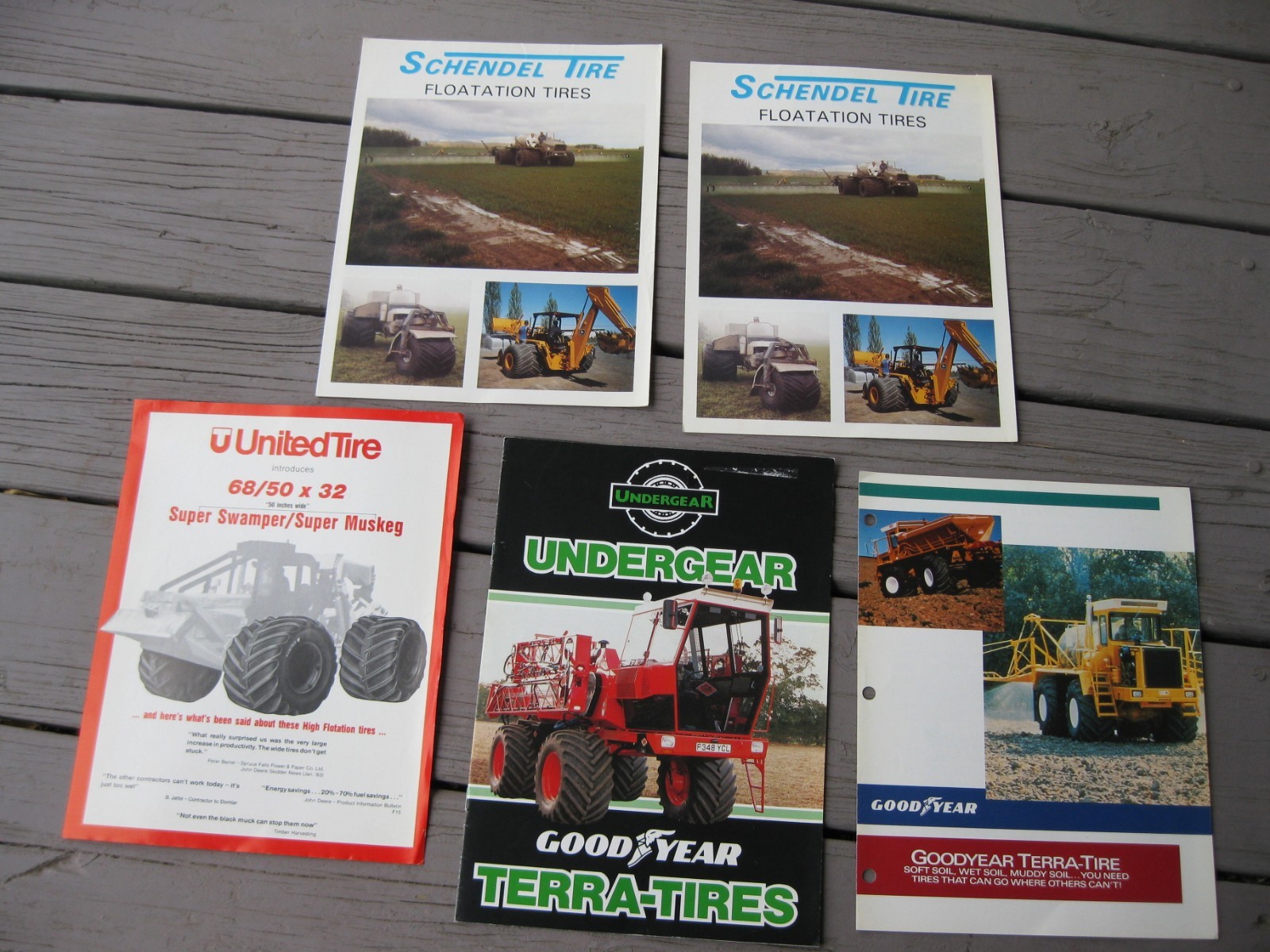 Mix Lot (5) 1980s90s Flotation Tires Brochures - United Schendel Goodyear Terra