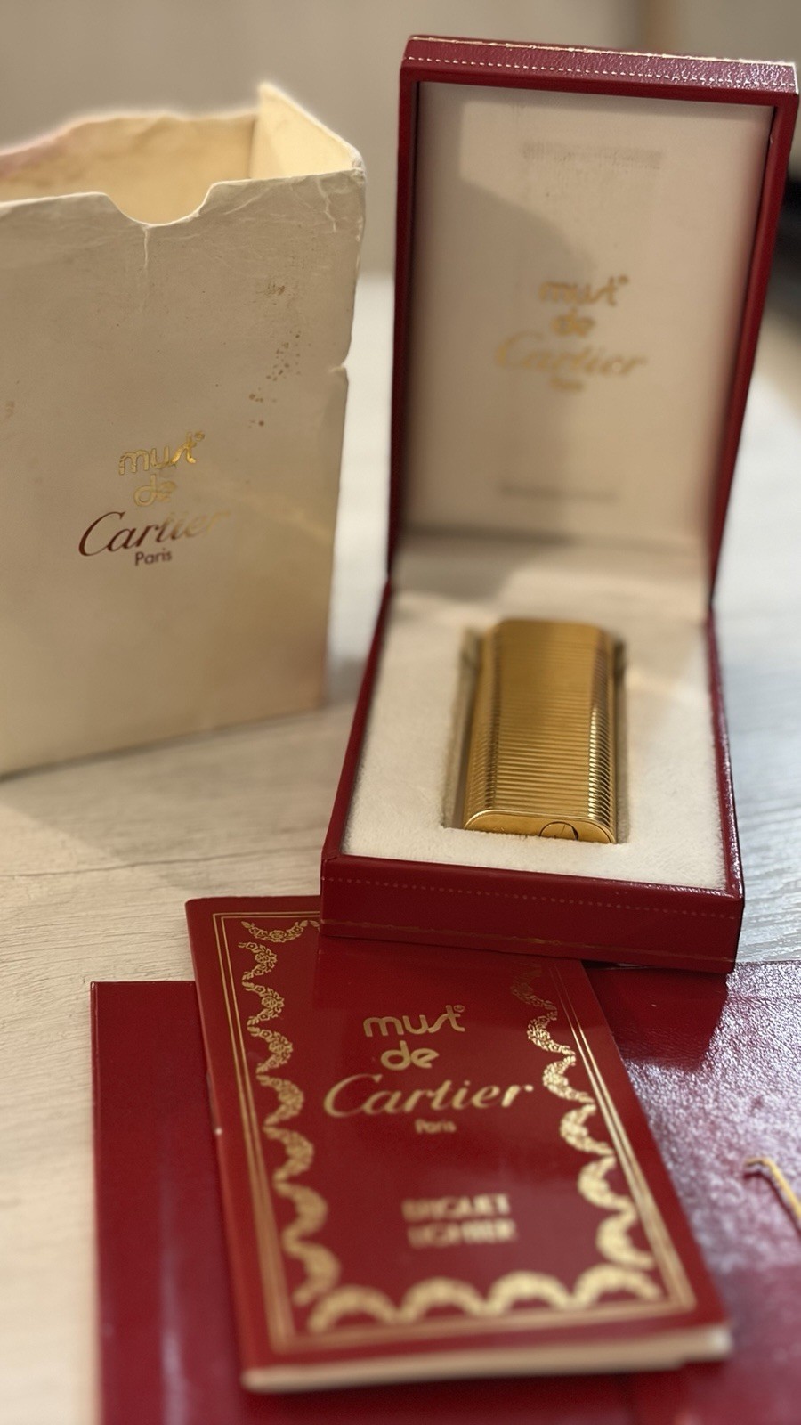 Cartier Must de Cartier Paris Swiss Made Lighter with Box and Booklet