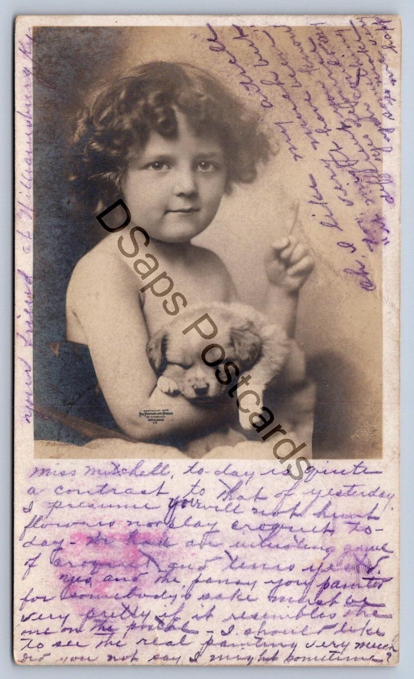 K65/ Interesting RPPC Postcard c1910 Williamsburg Kentucky Child Pet Dog 4