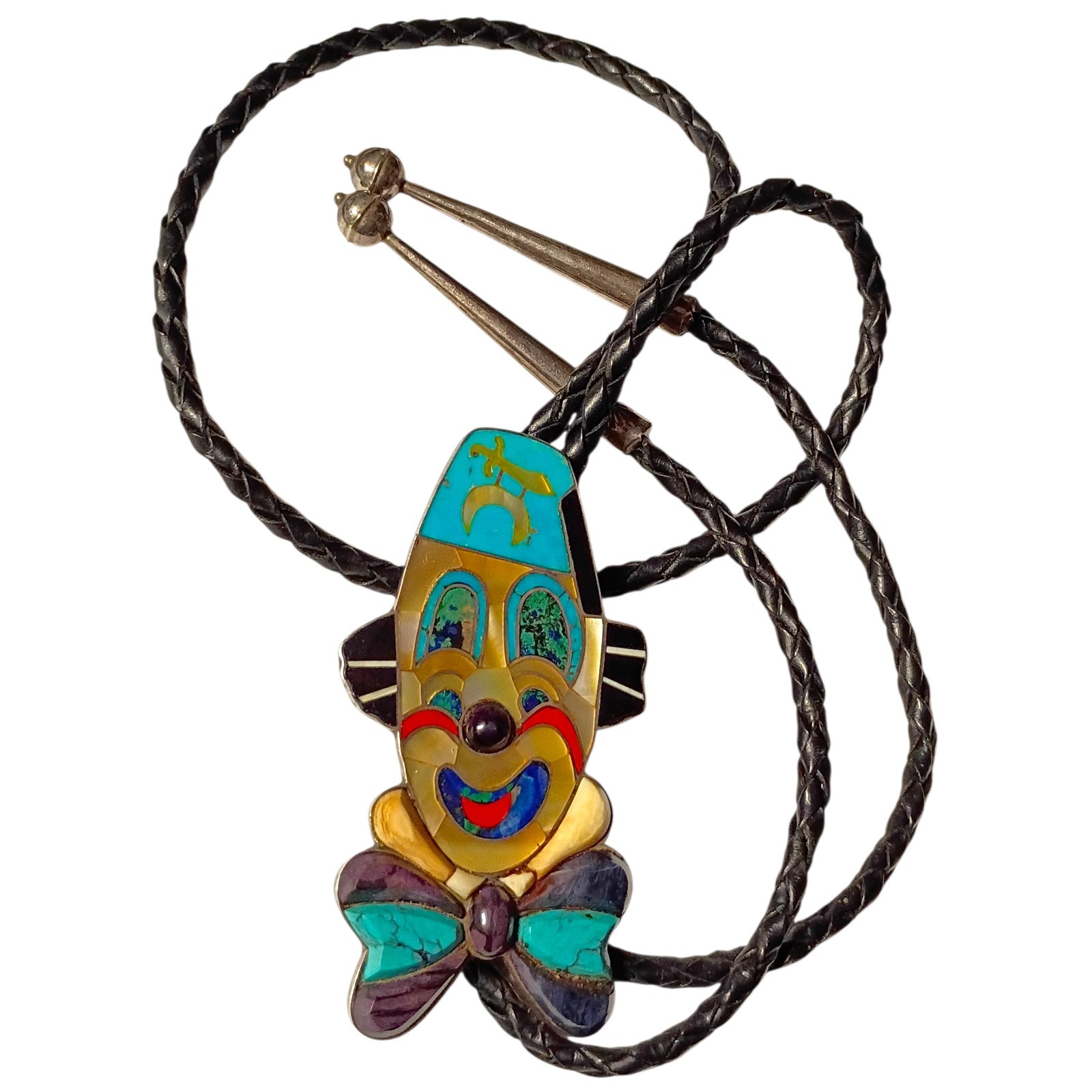 Astute Masonic Shriners Ed Courgette Zuni Clown Sterling Silve Inlay Bolotie Astute Masonic Shriners Ed Courgette Zuni Clown Sterling Silve Inlay Bolotie