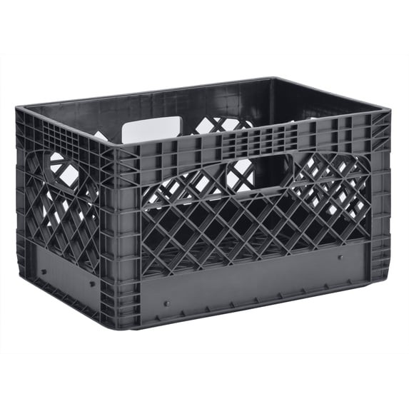 Juggernaut Storage 24QT Plastic Heavy-Duty Milk Crate, Black 