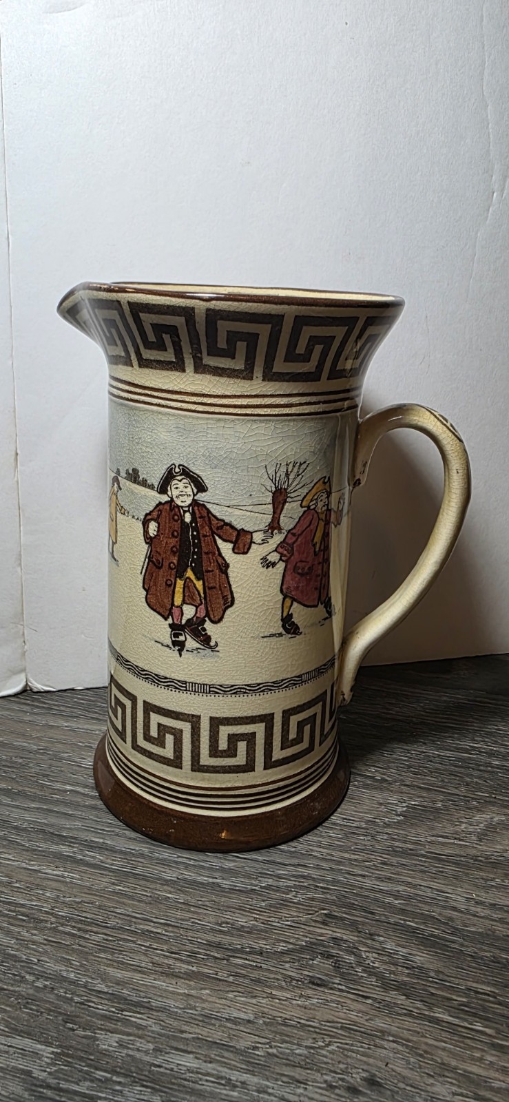 Antique Royal Doulton England Porcelain Pitcher Skating Figures Early 1900s Antique Royal Doulton England Porcelain Pitcher Skating Figures Early 1900s