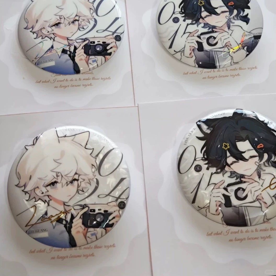 2Pcs Game Link Click Shiguang Hikaru Toki Tinplate Badge Bag Charm Gifts