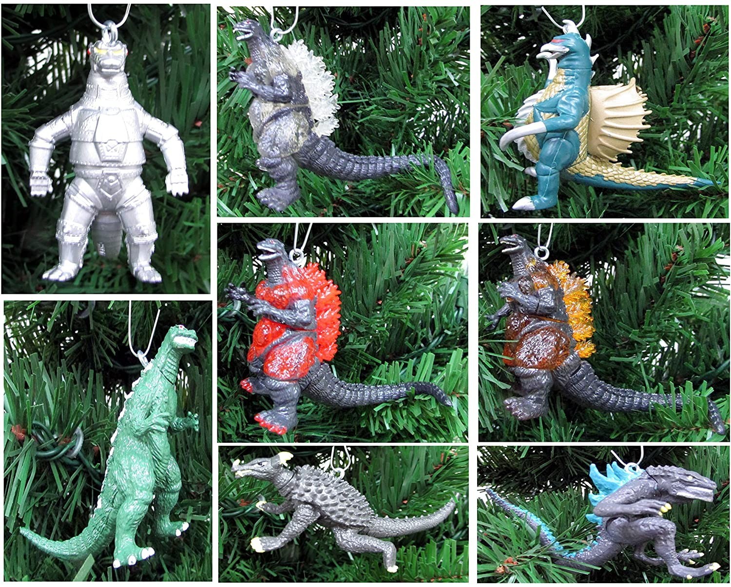 Godzilla 8 piece Christmas Ornament Set Godzilla 8 piece Christmas Ornament Set