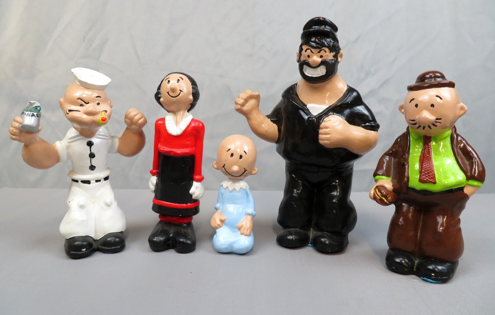 Vintage Popeye Ceramic Figurine Lot Olive Oyl Swee’Pea Bluto Wimpy 1970s Style