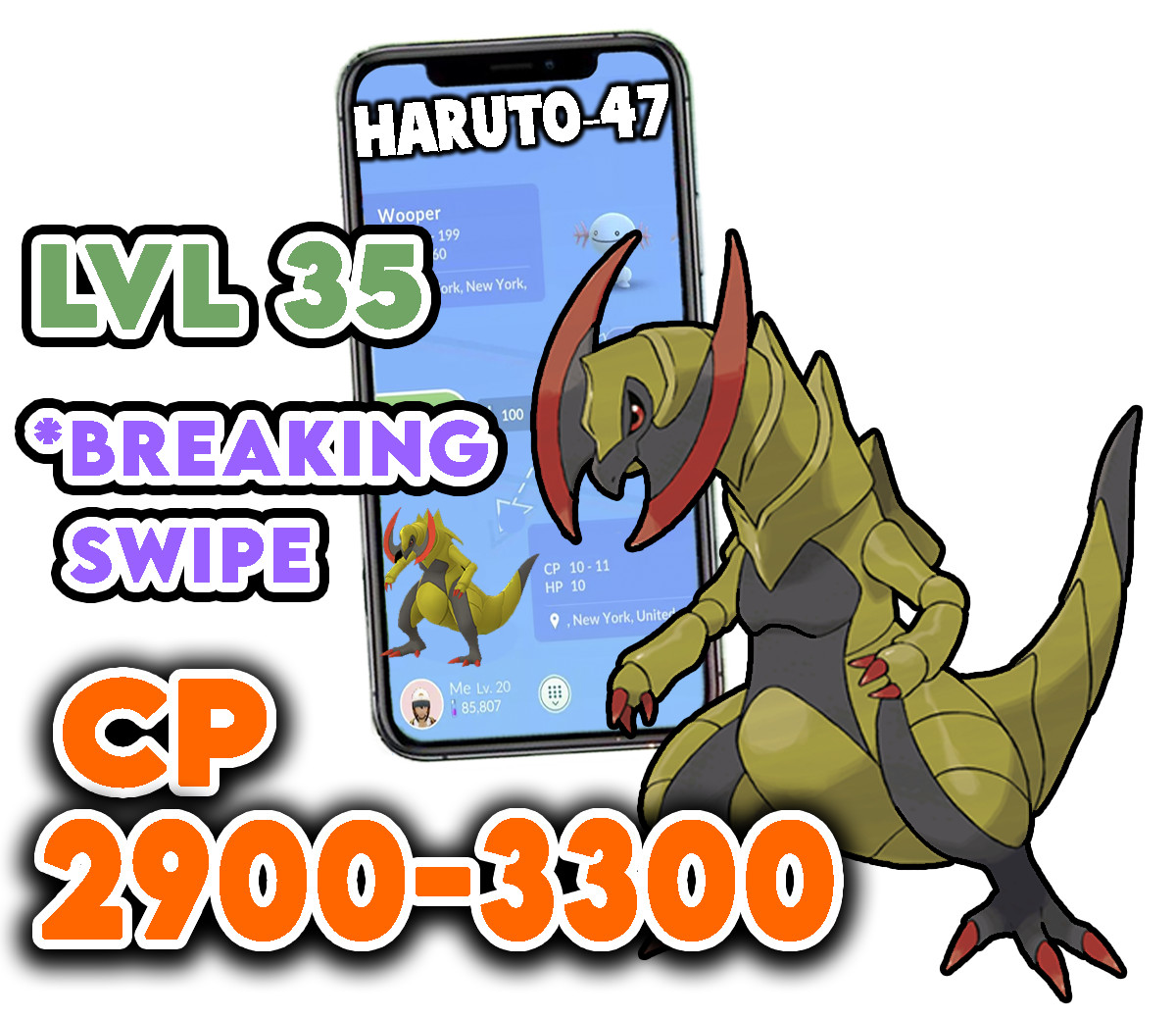 Pokemon Haxorus 35 2900+ High CP Trade Fast Trade