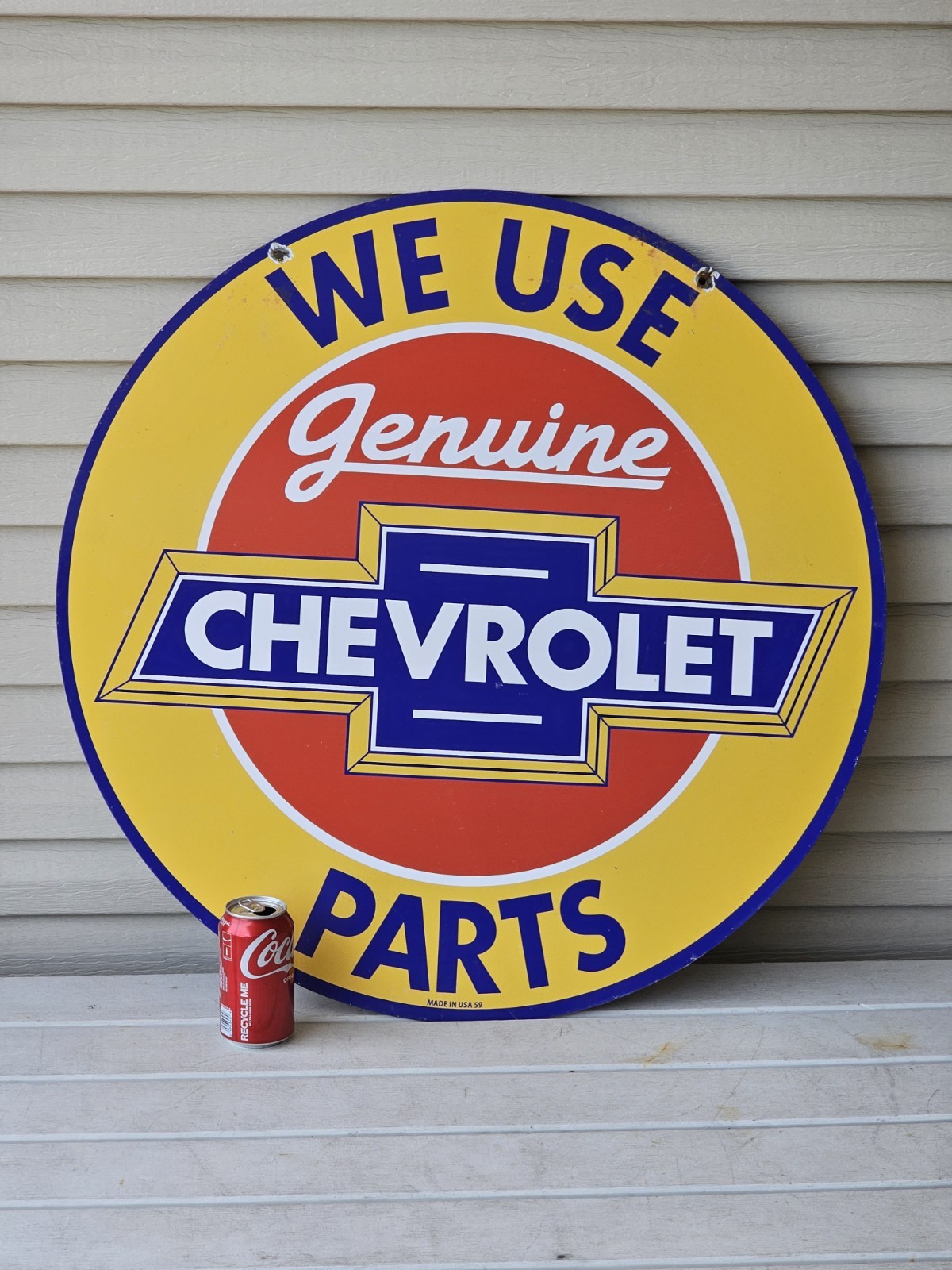GIANT VINTAGE DOUBLE-SIDED CHEVROLET GENUINE PARTS PORCELAIN SIGN 30 GIANT VINTAGE DOUBLE-SIDED CHEVROLET GENUINE PARTS PORCELAIN SIGN 30