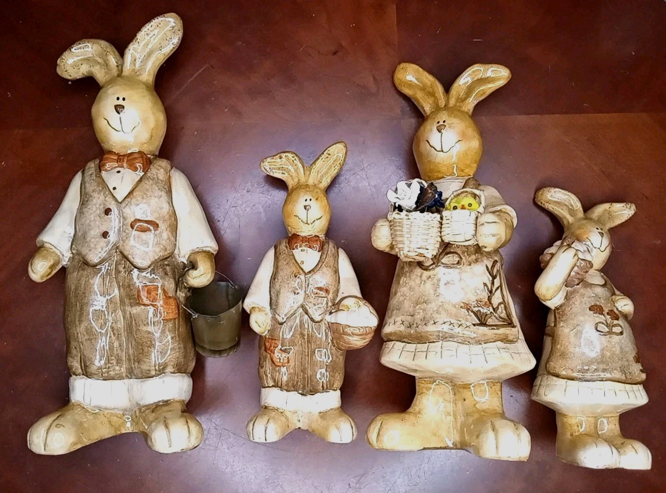 DELTON Ceramic- Remarkably RARE- VINTAGE Dressed Rabbit Farmer Family Of Fourdb DELTON Ceramic- Remarkably RARE- VINTAGE Dressed Rabbit Farmer Family Of Fourdb