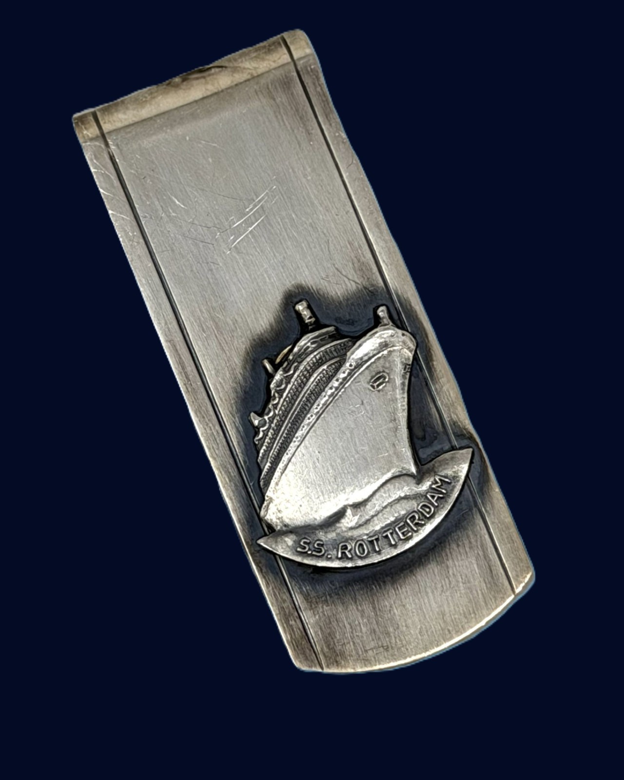Holland America Line S.S. ROTTERDAM Silverplated Money Clip w/ Raised Portrait Holland America Line S.S. ROTTERDAM Silverplated Money Clip w/ Raised Portrait