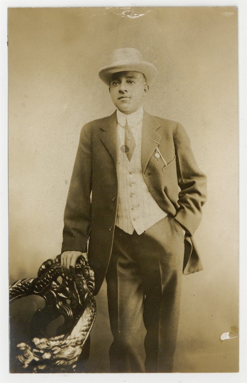 African American Debonair Man 1910 Black Gangster Pocket Watch Handsome RPPC Don African American Debonair Man 1910 Black Gangster Pocket Watch Handsome RPPC Don