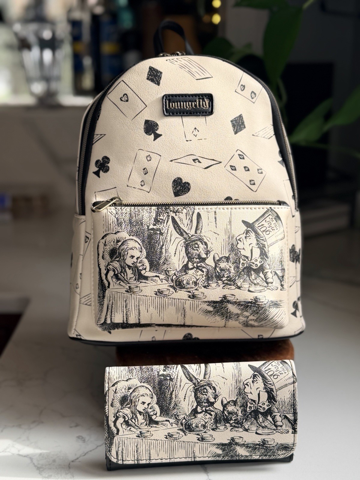 Loungefly Disney Alice in Wonderland Sketchbook Backpack/Wallet Set NWOT