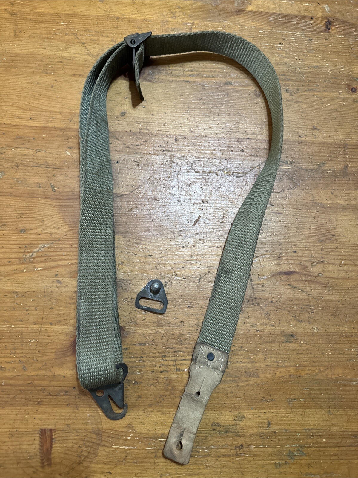 (Very Good) Spanish Military Surplus OD Green Rifle Sling  Stud Plate Mauser Fr8
