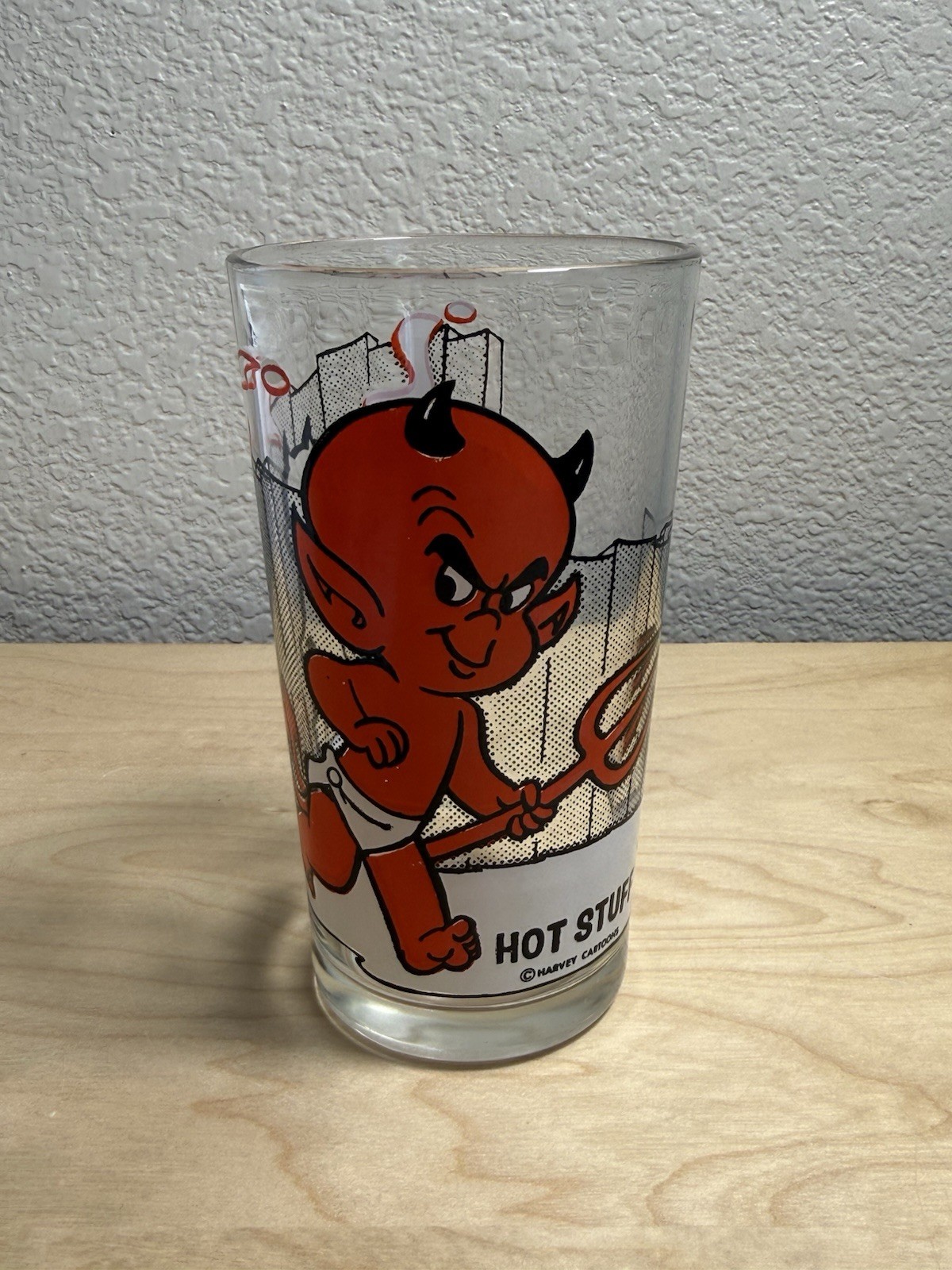 Vintage 1970s HOT STUFF Devil Cartoon Glass Pepsi Collector Series Harvey Comics Vintage 1970s HOT STUFF Devil Cartoon Glass Pepsi Collector Series Harvey Comics
