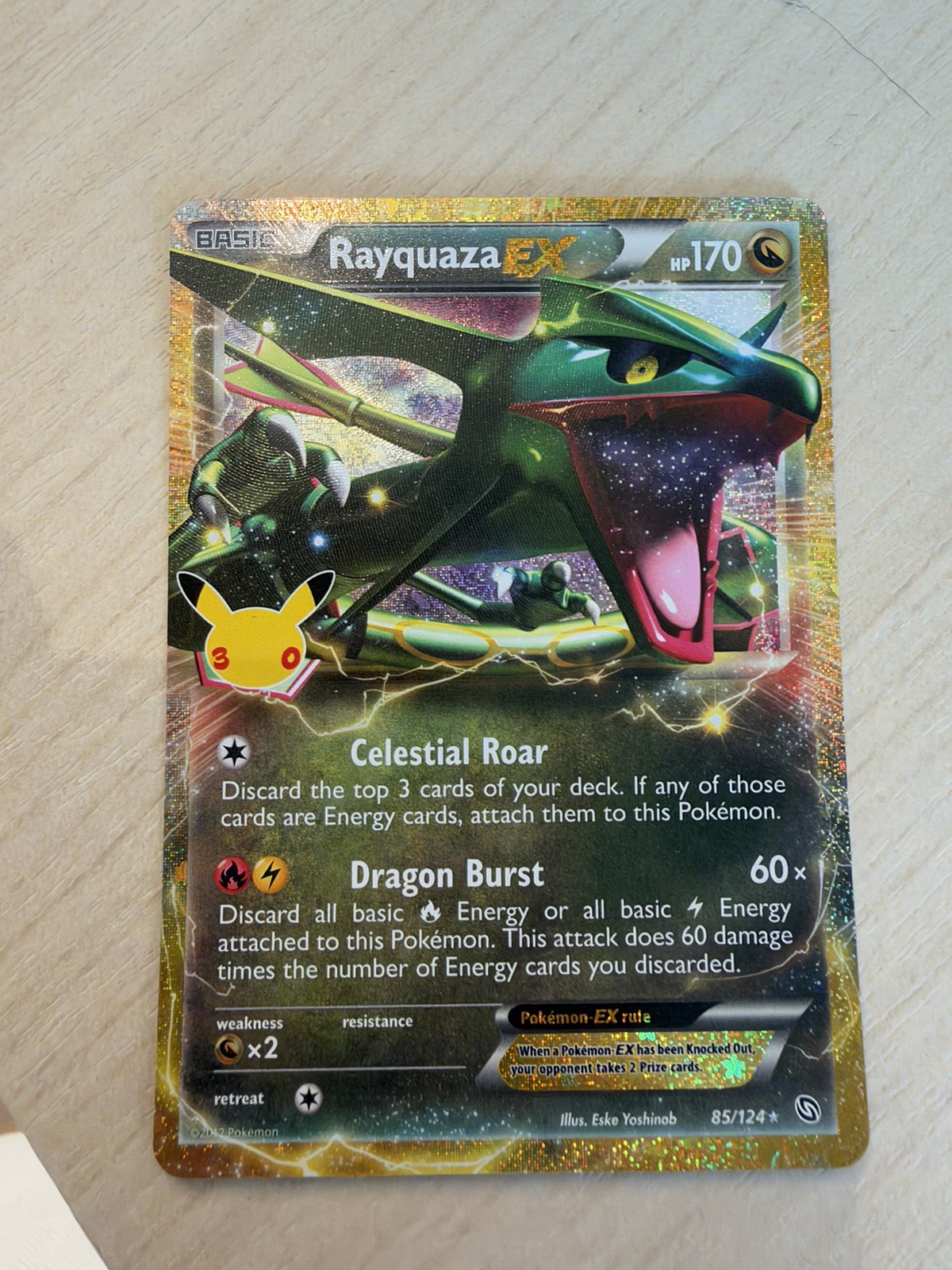 Pokemon Rayquaza ex 85/124 30th Celebration Classic Collection Holo NM