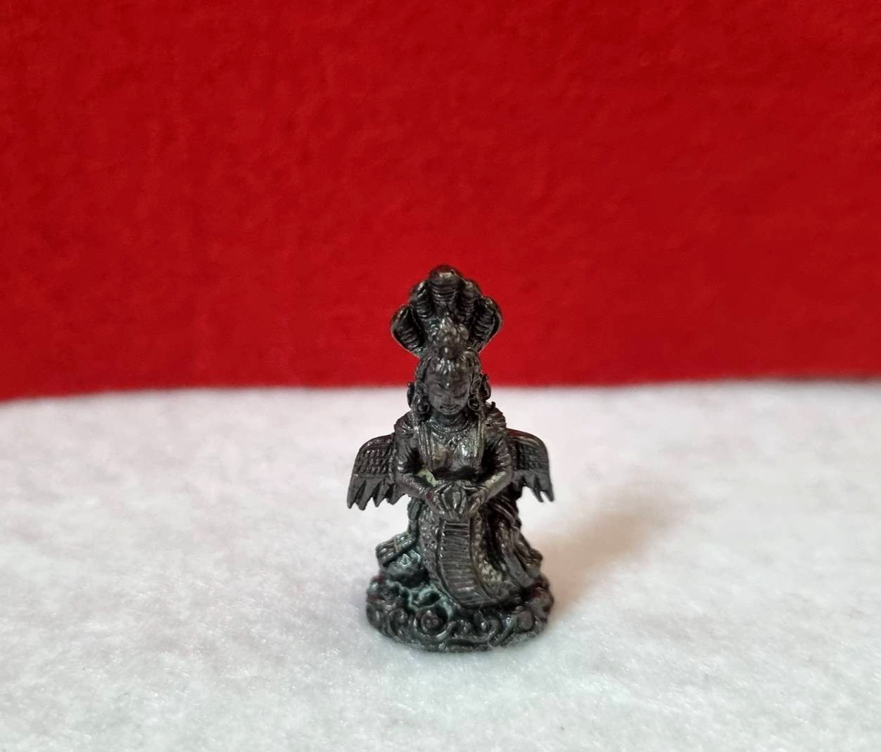 Manasa Devi Statue Hindu Goddess Snake Naga Worship Puja Fortune Tiny Dark Grey
